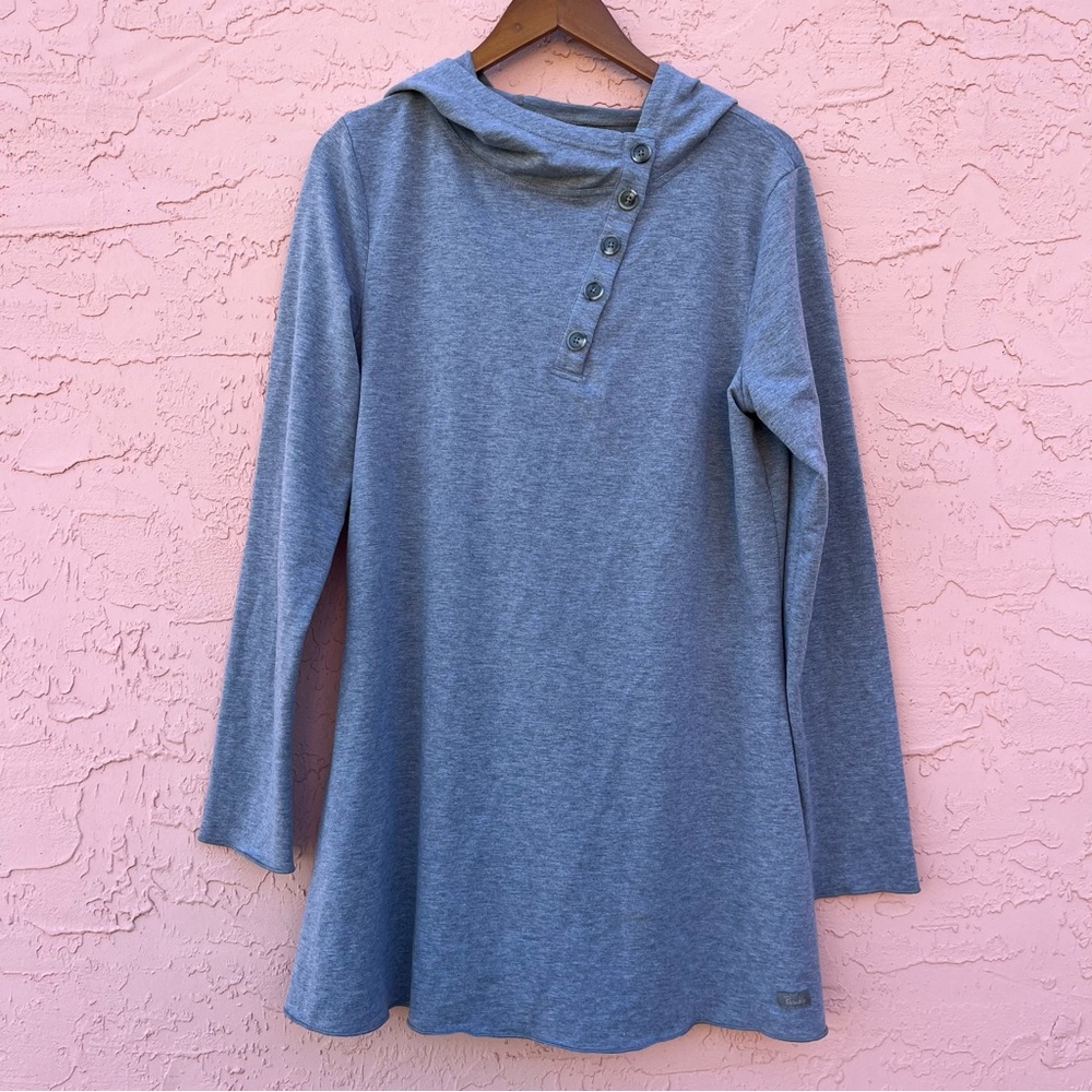 Purnell Gray Tunic Asymmetrical Hood Sweatshirt Loungewear Size XL